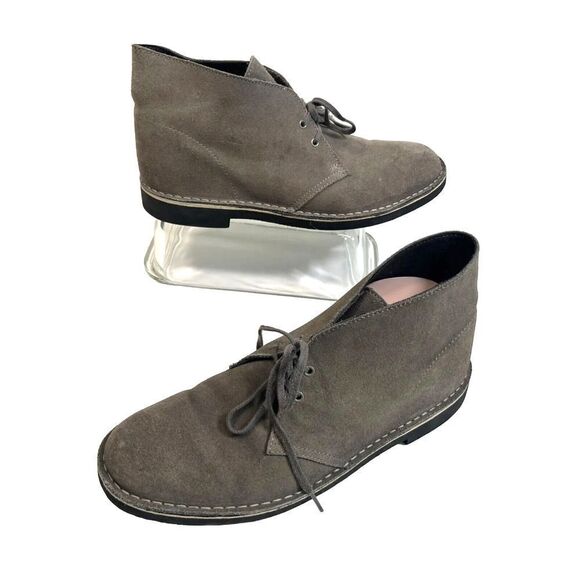 Clarks Mens Gray Suede Desert Boots Size 10.5 Chukka Lace Up - Picture 1 of 10
